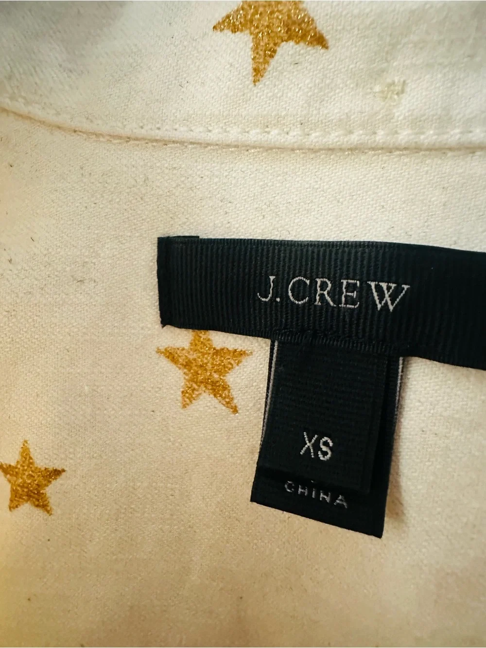 J. Crew Cream Shirt with Gold Star Print